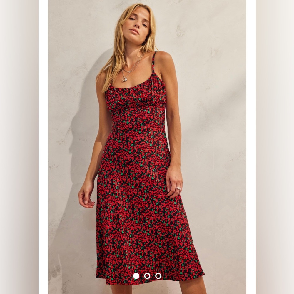 Urban Outfitters Archive Red Floral Print Midi Dress